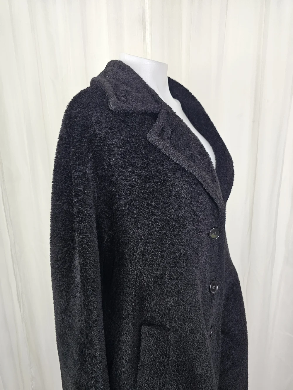 MaxMara Black Alpaca & Wool Swing Coat Quiet Luxury Chic Size 10